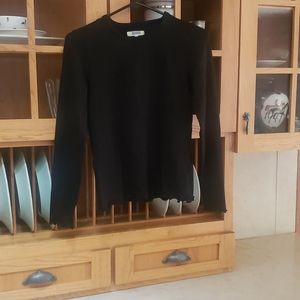 Madewell black long sleeve tee shirt lettuce edges.